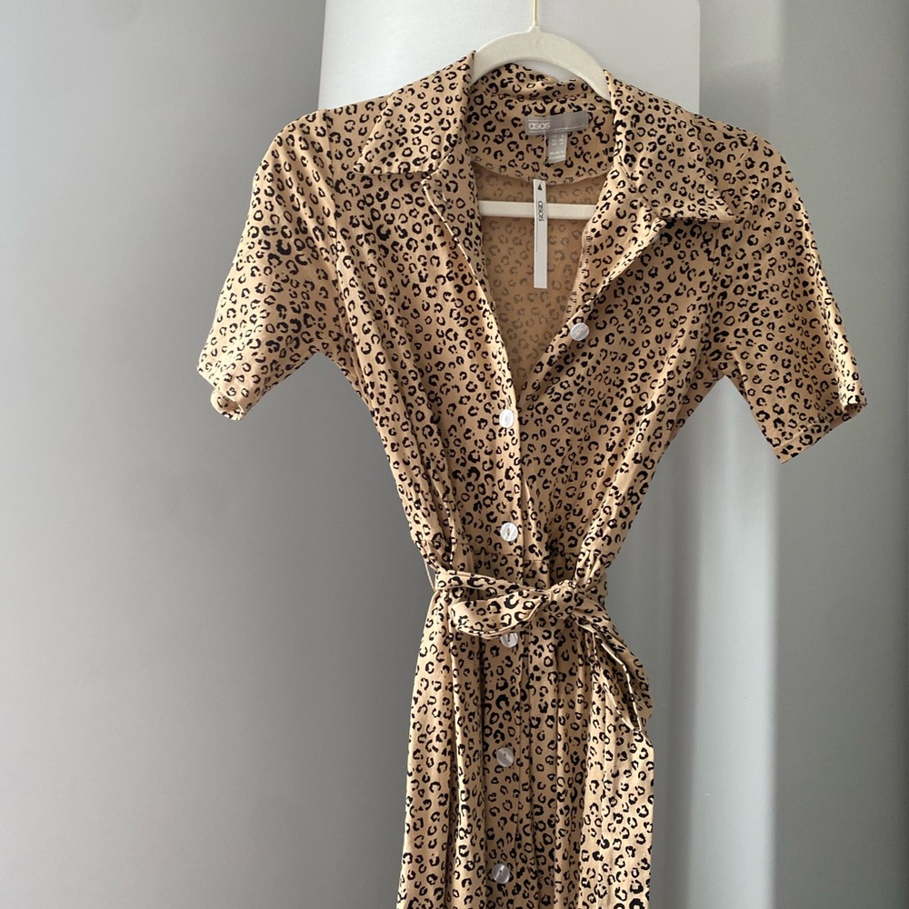ASOS Leopard Print Collared Maxi Dress - Picture 1 of 5